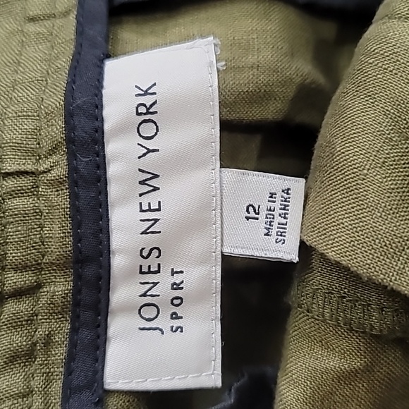 JONES NEW YORK SPORT Green Linen Cropped Cargo Pants Size 12 - Picture 4 of 5